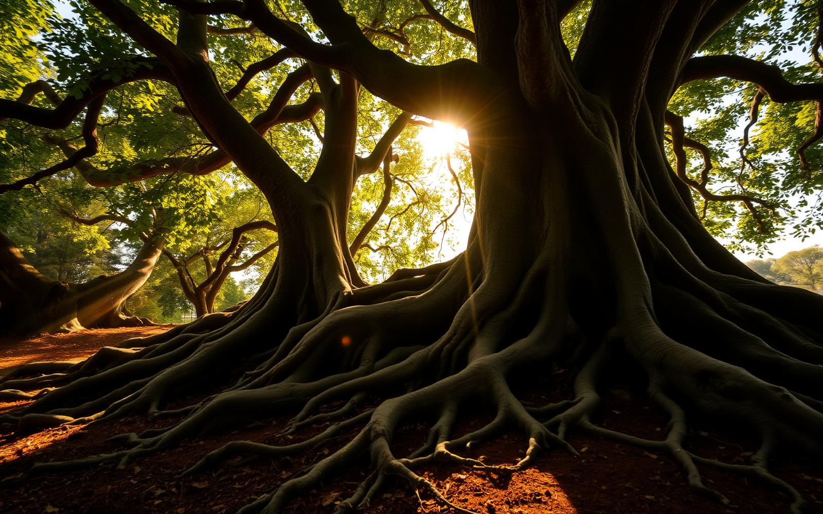 Ancient tree with deep roots